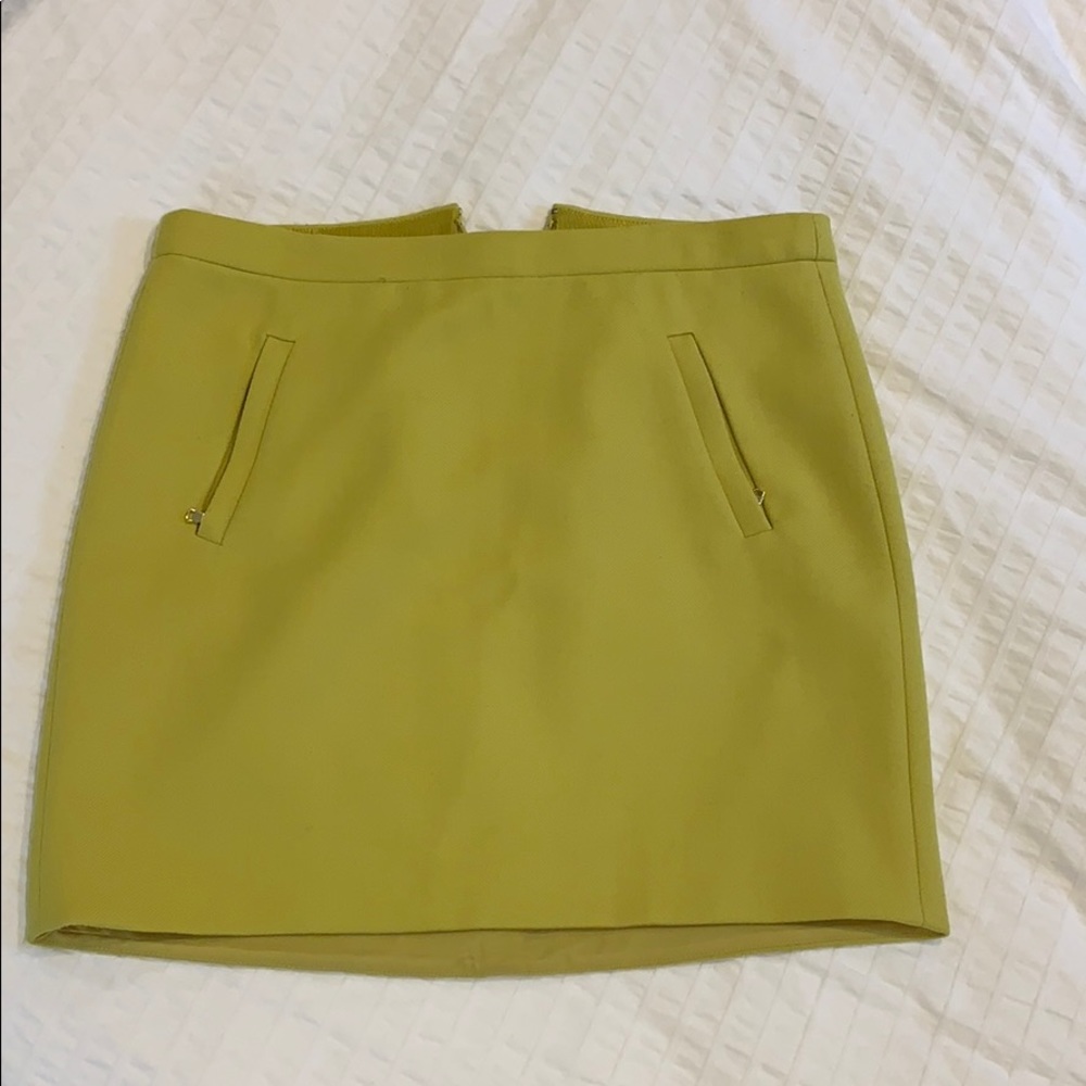 Chartreuse wool mini skirt